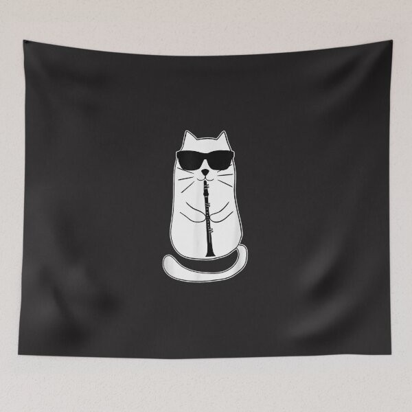 Item preview, Funny Clarinet Cat With Sunglasses Musician Retro Vintage  designed and sold by CharlesMewis.