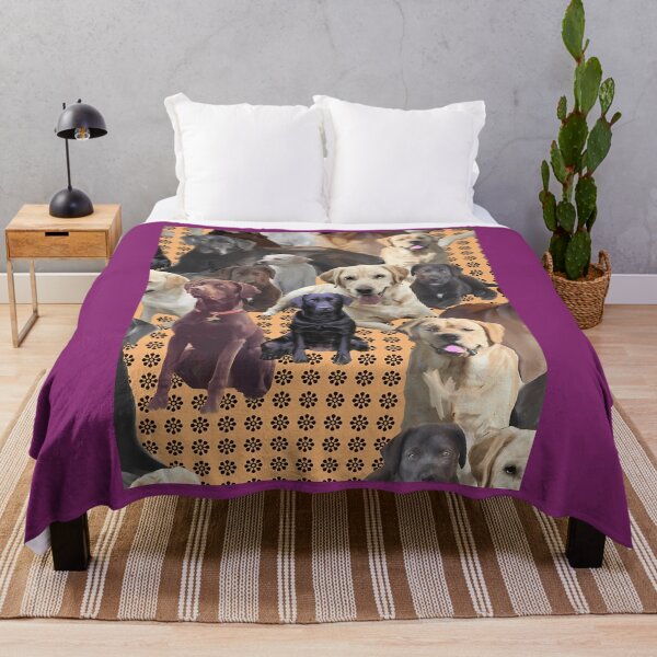 Item preview, Labrador Retrievers all colors repeating pattern Throw Pillow designed and sold by epobibuc17.