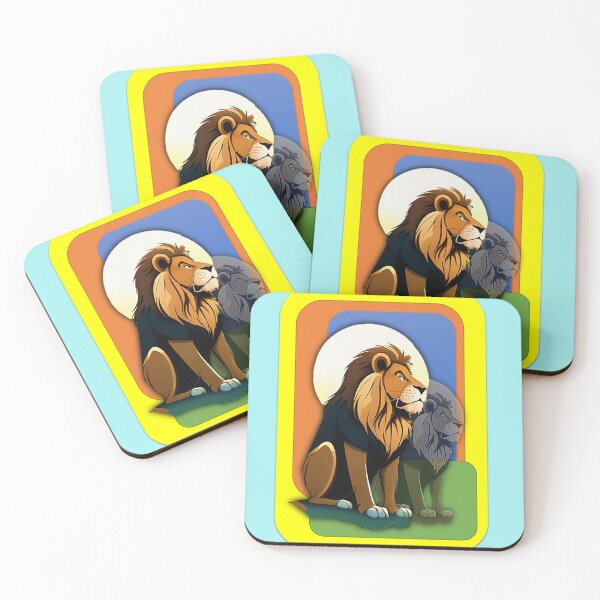 Item preview, King lion and his shadow, colorful illustration designed and sold by RockTatoo.