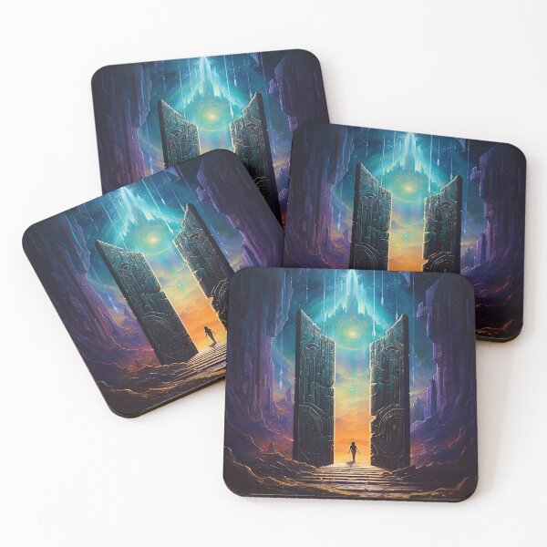 Item preview, Portal of Ancient Mystery: Glowing Pillars in a Vibrant Cave designed and sold by FantasyVisions.