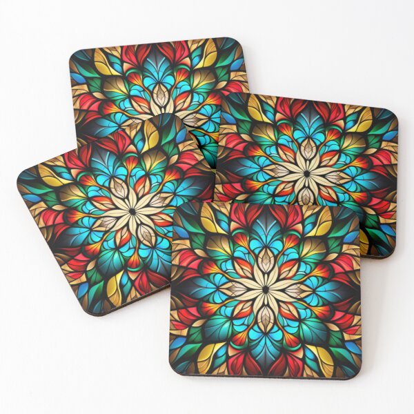 Artikelvorschau, Leuchtendes florales Buntglas: Buntes Blumendesign, inspiriert von der Schönheit der Buntglaskunst entworfen und verkauft von RetroRevivals.