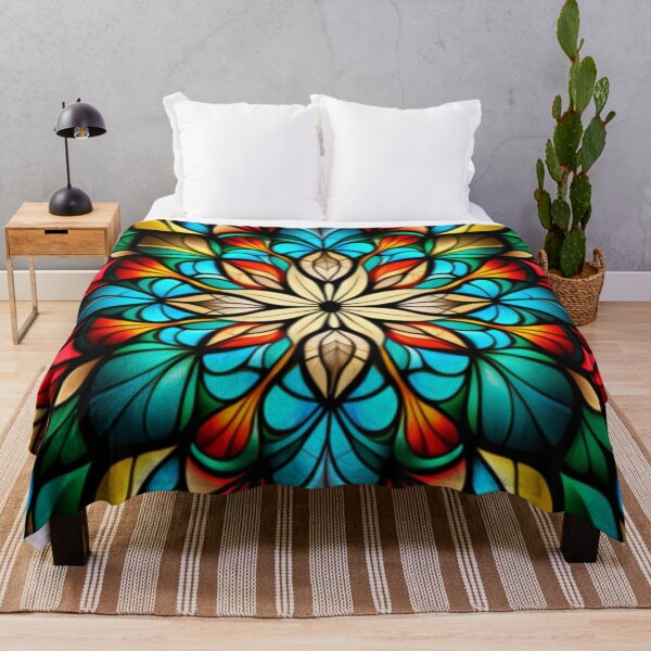 Artikelvorschau, Leuchtendes florales Buntglas: Buntes Blumendesign, inspiriert von der Schönheit der Buntglaskunst entworfen und verkauft von RetroRevivals.