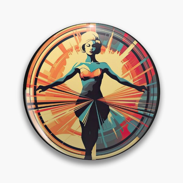 Item preview, Woman Walking on a Tightrope - Retro Futurism Design designed and sold by PaperCrazed.