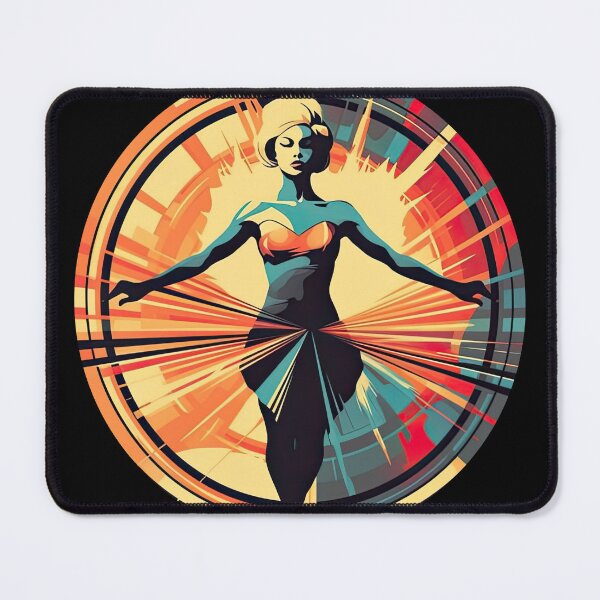 Item preview, Woman Walking on a Tightrope - Retro Futurism Design designed and sold by PaperCrazed.