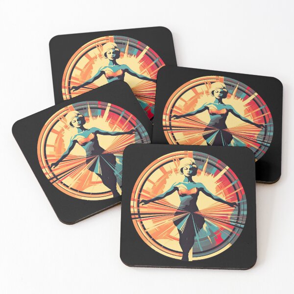 Item preview, Woman Walking on a Tightrope - Retro Futurism Design designed and sold by PaperCrazed.