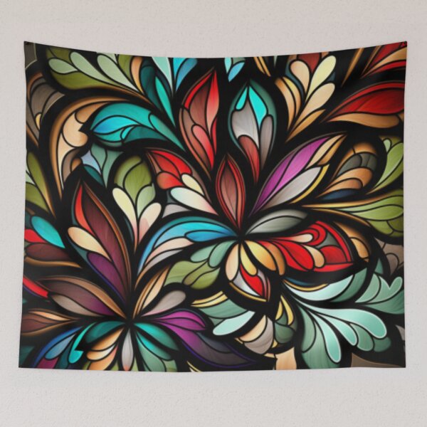 Item preview, Florescent Prism: A Vibrant Stained Glass Artwork with a Colorful Floral Design designed and sold by RetroRevivals.