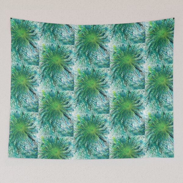 Item preview, Flowers From The Seeds Of Love #188 Bold Unique New Age 5D Original Hand-painted OOAK Abstract Painting Detail 3 In Turquoise Aqua Blue Lime Green Inspired By Flora Floral Botany Boho Flower Pattern designed and sold by Rainbow Artist Orlando L.