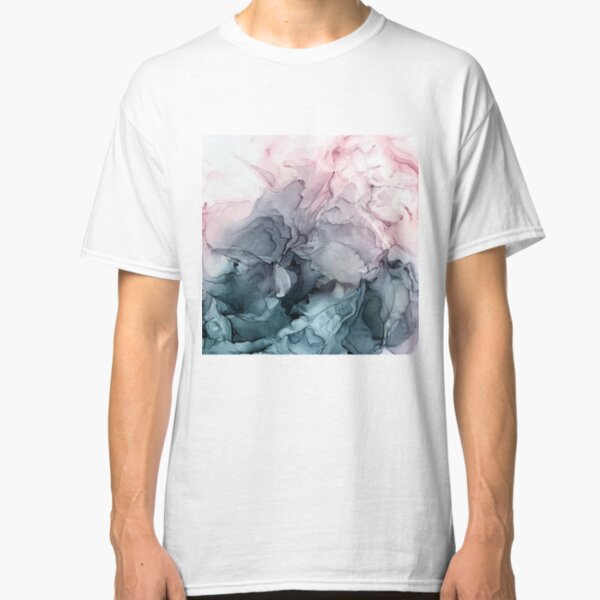 Blush and Payne's Grey Flowing Abstract Painting Classic T-Shirt