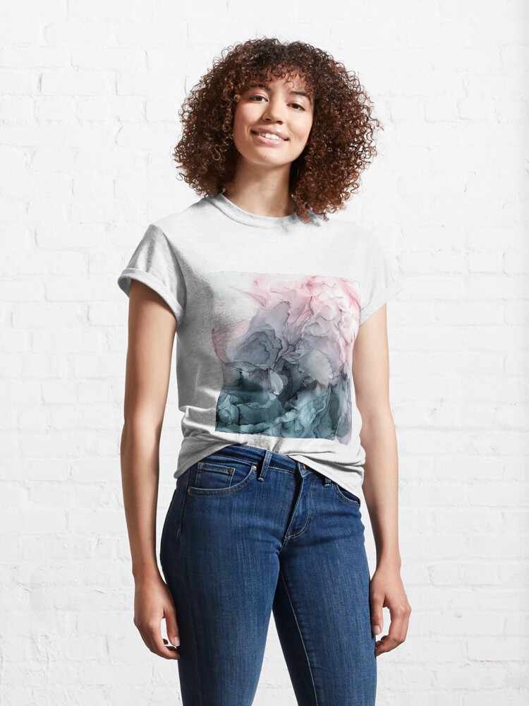 Alternate view of Blush and Payne's Grey Flowing Abstract Painting Classic T-Shirt