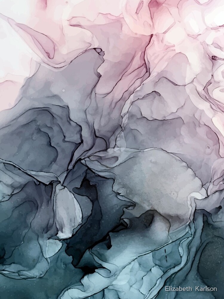 Blush and Payne's Grey Flowing Abstract Painting by LSchulz19