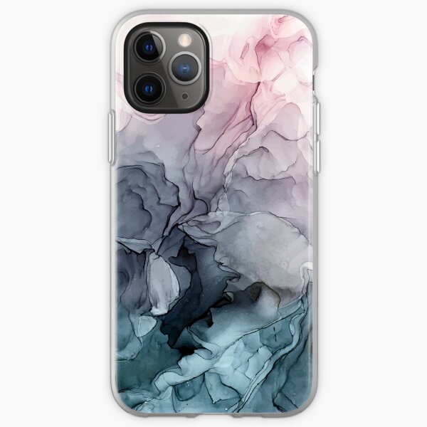 Blush and Payne's Grey Flowing Abstract Painting iPhone Soft Case