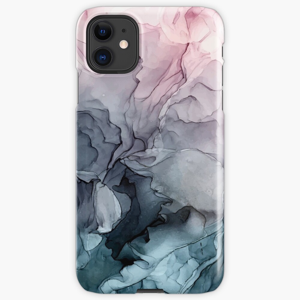 "Blush and Payne's Grey Flowing Abstract Painting" iPhone Case & Cover