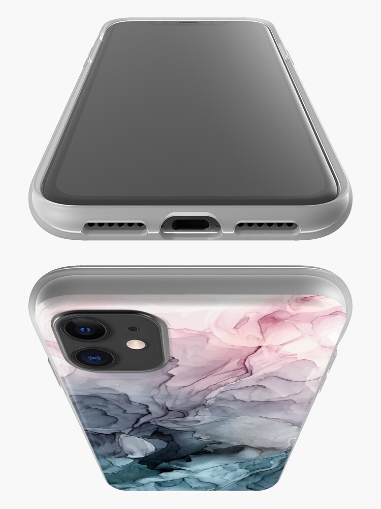 Alternate view of Blush and Payne's Grey Flowing Abstract Painting iPhone Case & Cover