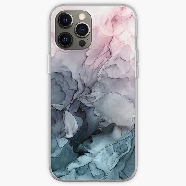 Blush and Payne's Grey Flowing Abstract Painting iPhone Soft Case