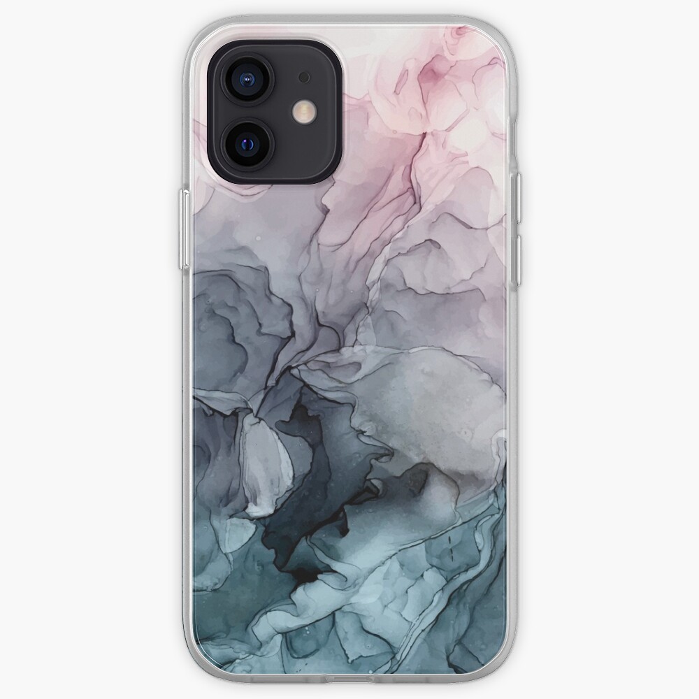 Blush and Payne's Grey Flowing Abstract Painting iPhone Case & Cover