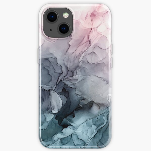 Blush and Payne's Grey Flowing Abstract Painting iPhone Soft Case