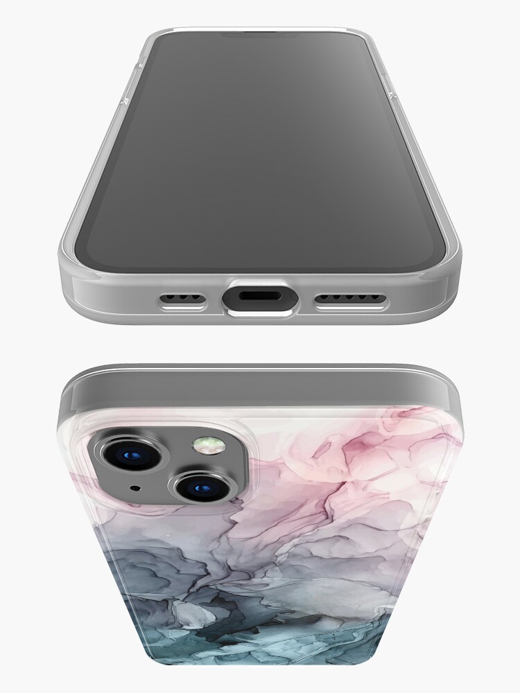 Alternate view of Blush and Payne's Grey Flowing Abstract Painting iPhone Case