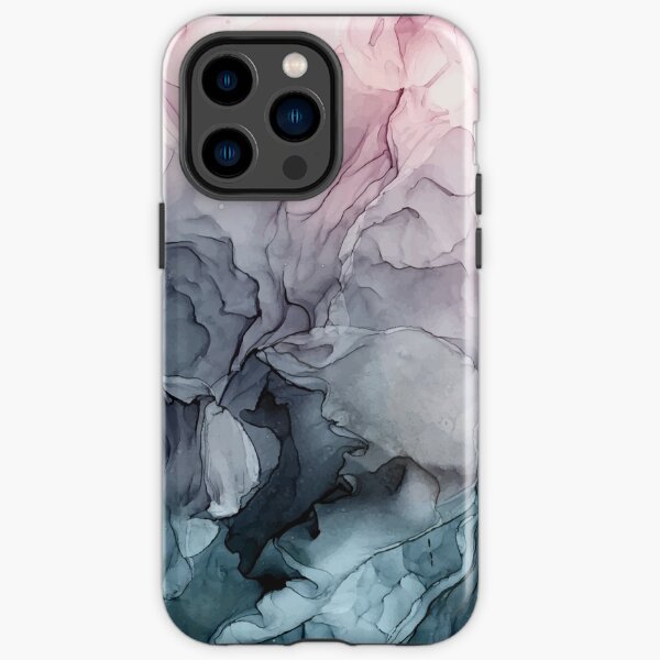 Blush and Payne's Grey Flowing Abstract Painting iPhone Tough Case