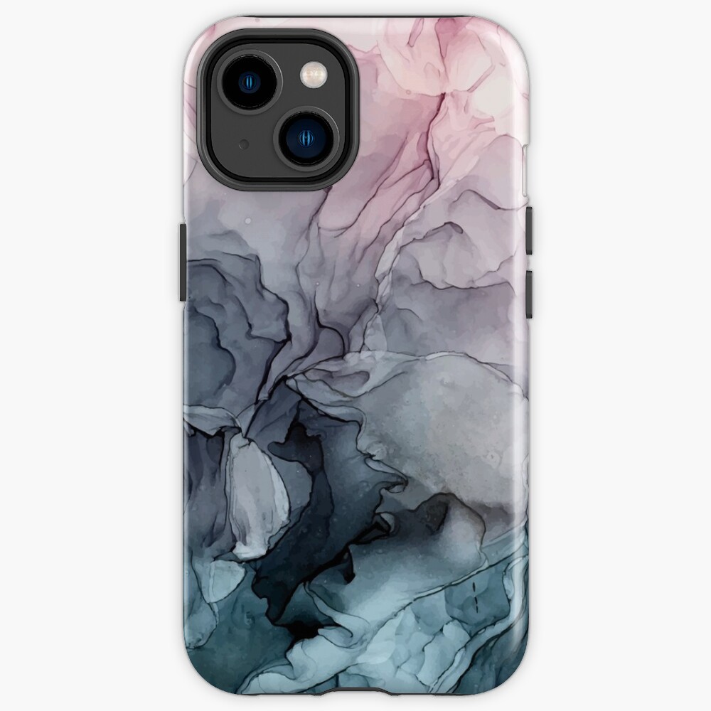 Blush and Payne's Grey Flowing Abstract Painting iPhone Case
