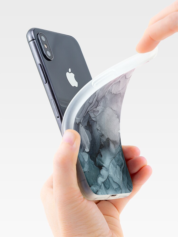 Alternate view of Blush and Payne's Grey Flowing Abstract Painting iPhone Case