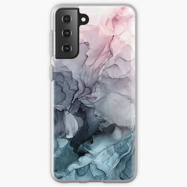 Blush and Payne's Grey Flowing Abstract Painting Samsung Galaxy Soft Case