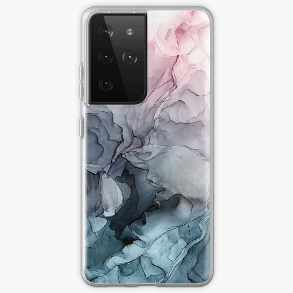 Blush and Payne's Grey Flowing Abstract Painting Samsung Galaxy Soft Case
