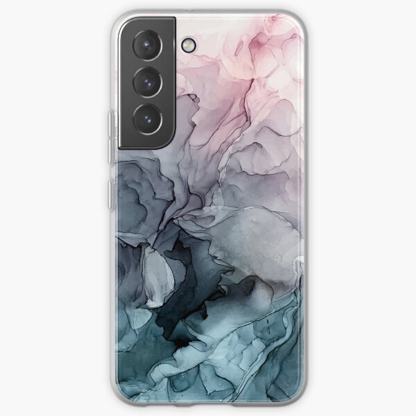 Blush and Payne's Grey Flowing Abstract Painting Samsung Galaxy Soft Case