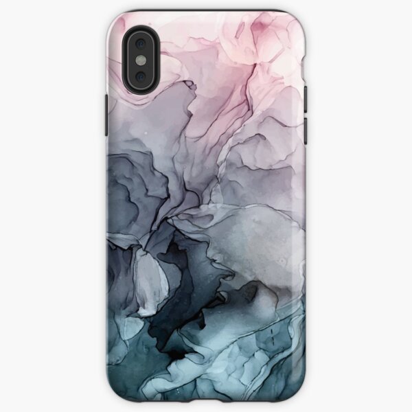 Blush and Payne's Grey Flowing Abstract Painting iPhone Tough Case