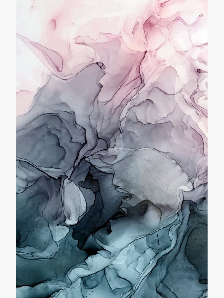 Blush and Payne's Grey Flowing Abstract Painting by LSchulz19