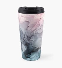 Blush and Payne's Grey Flowing Abstract Painting Travel Mug