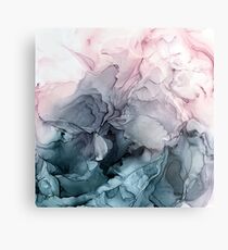 Blush and Payne's Grey Flowing Abstract Painting Metal Print