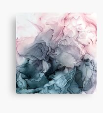 Blush and Payne's Grey Flowing Abstract Painting Canvas Print
