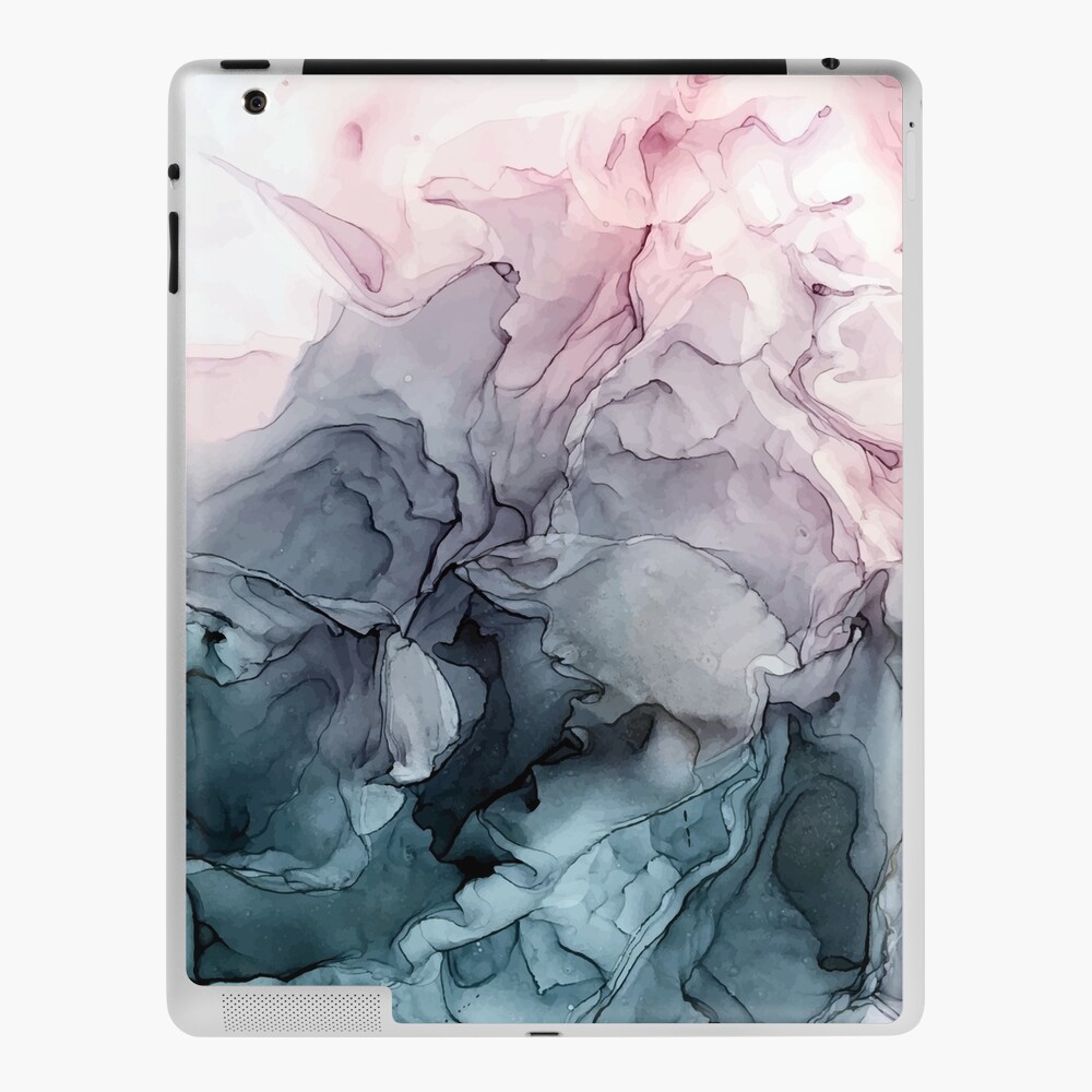 Blush and Payne's Grey Flowing Abstract Painting iPad Case & Skin