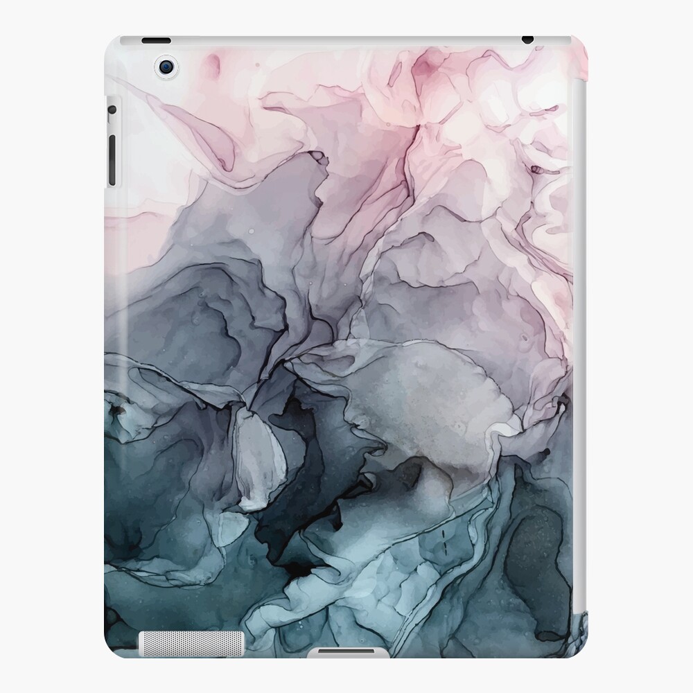 Blush and Payne's Grey Flowing Abstract Painting iPad Case & Skin