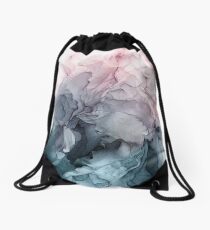Blush and Payne's Grey Flowing Abstract Painting Drawstring Bag
