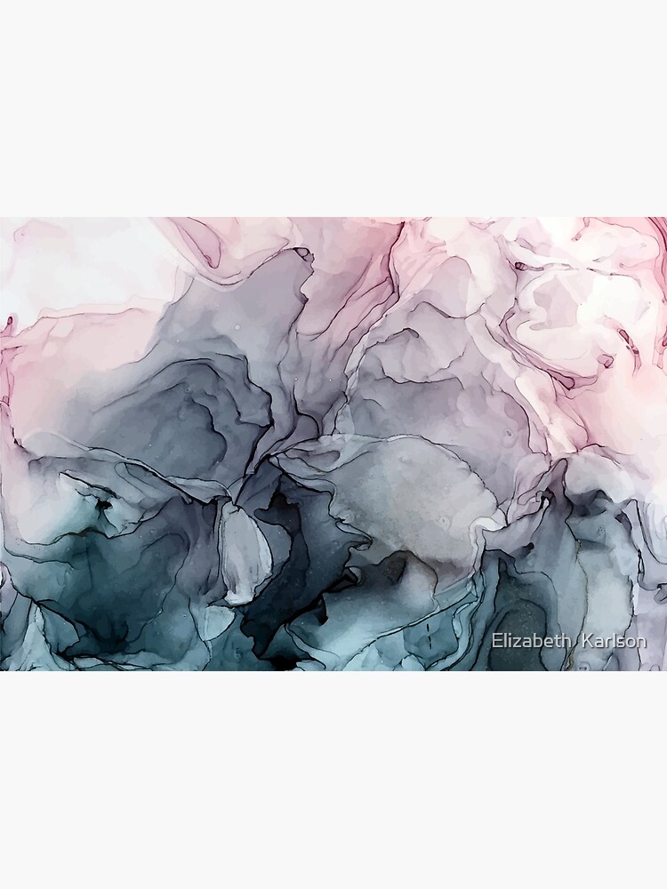 Blush and Payne's Grey Flowing Abstract Painting by LSchulz19