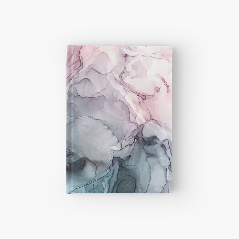 Blush and Payne's Grey Flowing Abstract Painting Hardcover Journal