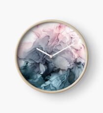 Blush and Payne's Grey Flowing Abstract Painting Clock