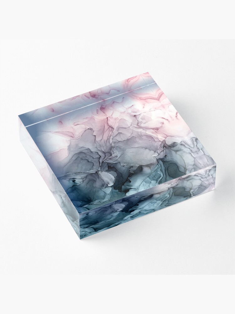 Alternate view of Blush and Payne's Grey Flowing Abstract Painting Acrylic Block