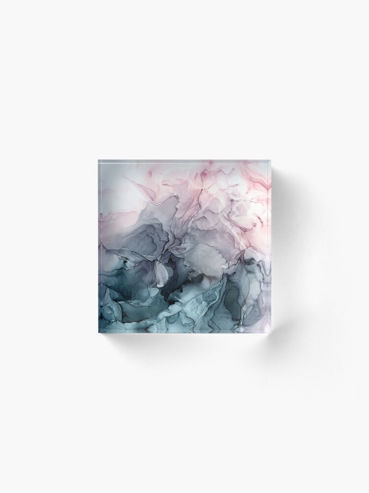 Alternate view of Blush and Payne's Grey Flowing Abstract Painting Acrylic Block