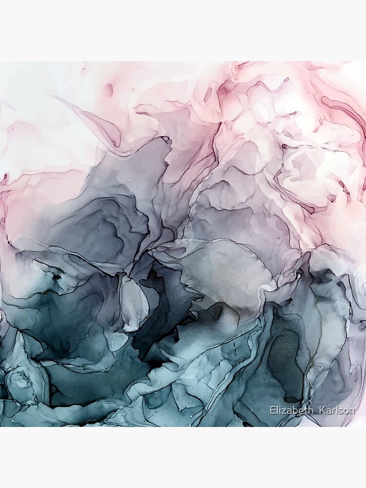 Blush and Payne's Grey Flowing Abstract Painting by LSchulz19