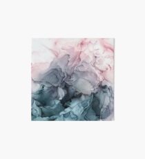 Blush and Payne's Grey Flowing Abstract Painting Art Board