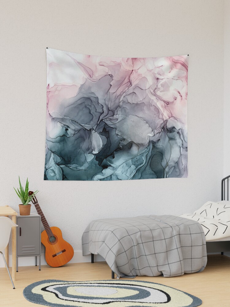 Dark Payne's Grey Flowing Abstract Painting Art Print by Elizabeth