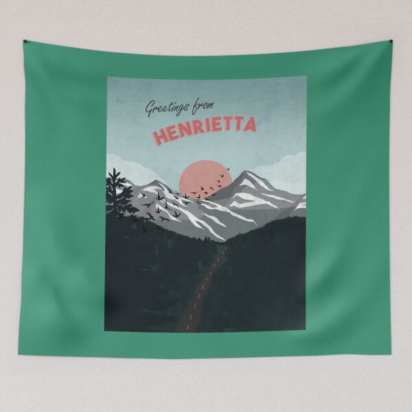 Item preview, Greetings from Henrietta Postcard Art Throw Pillow 	 designed and sold by evcljuto82.
