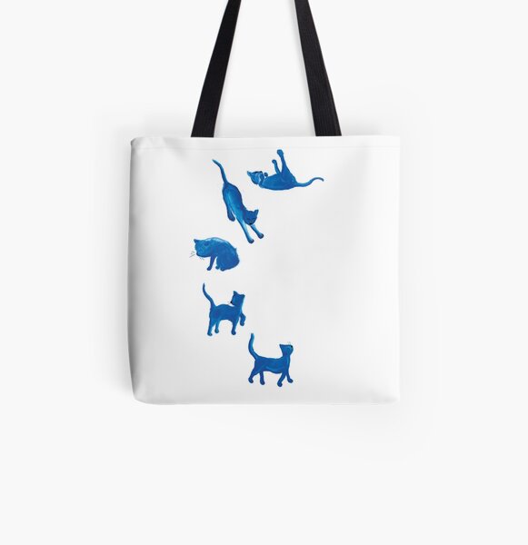 Blue Cats All Over Print Tote Bag