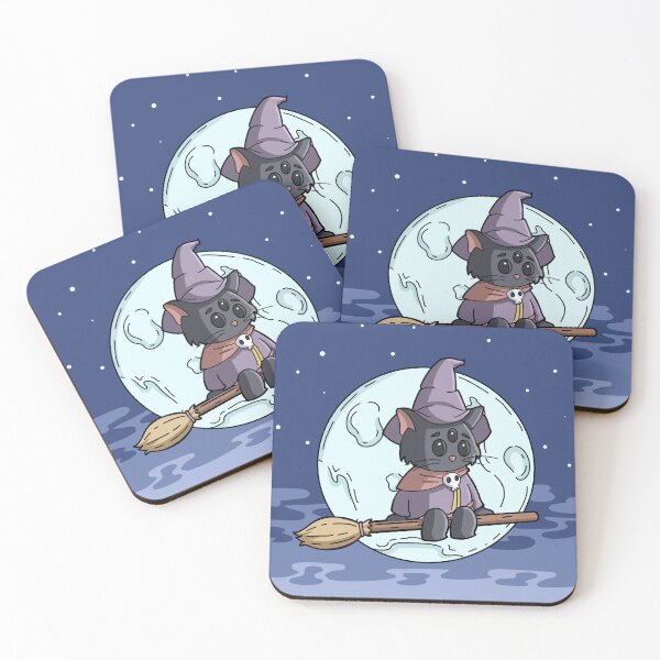 Item preview, Runic Kitten on Broomstick: Magical Night designed and sold by runicoelgato.
