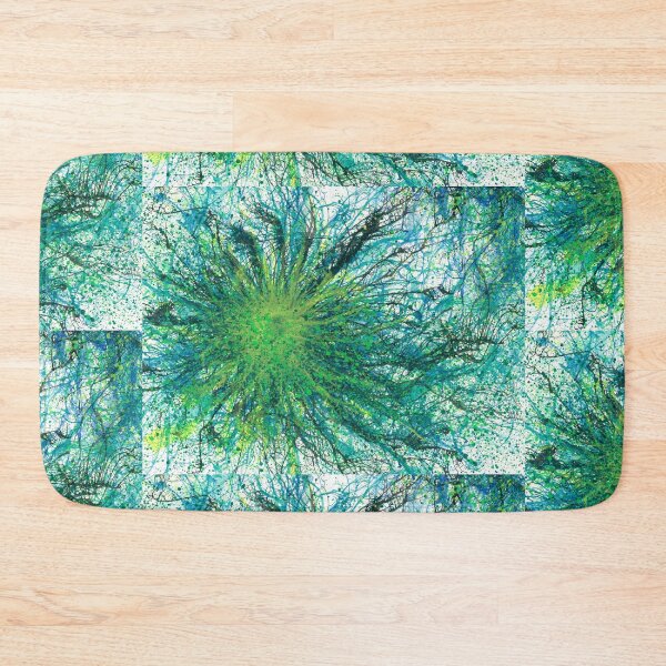 Item preview, Flowers From The Seeds Of Love #188 Bold Unique New Age 5D Original Hand-painted OOAK Abstract Painting Detail 3 In Turquoise Aqua Blue Lime Green Inspired By Flora Floral Botany Boho Flower Pattern designed and sold by Rainbow Artist Orlando L.