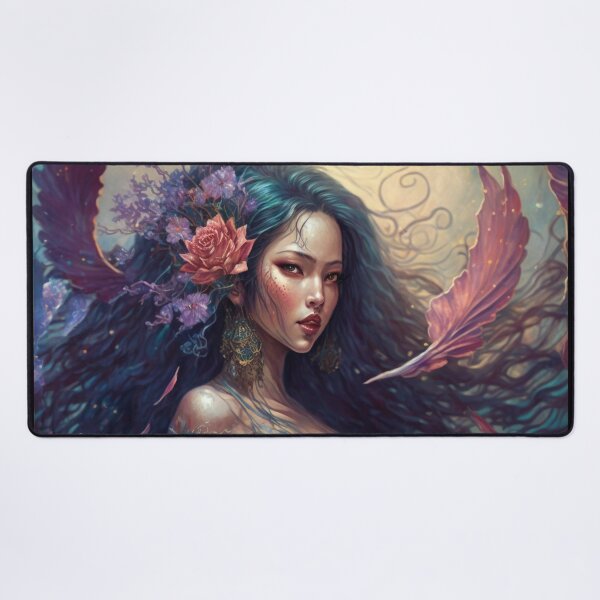 Item preview, Enchanting Asian Mermaid with Flowers in Hair designed and sold by Dragonstrom.