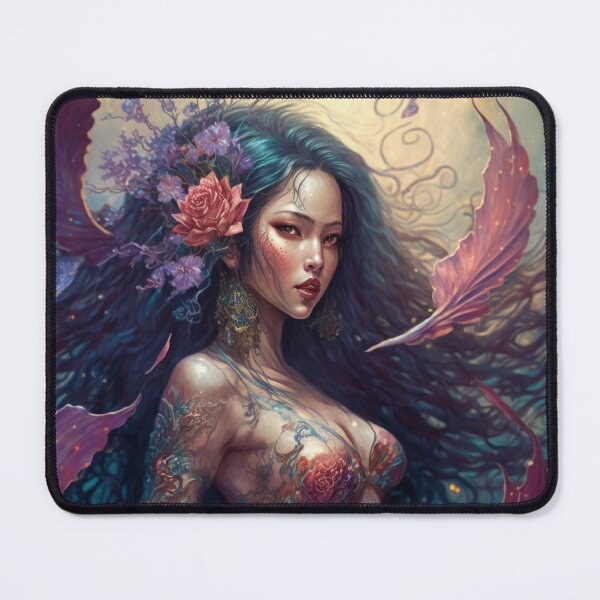 Item preview, Enchanting Asian Mermaid with Flowers in Hair designed and sold by Dragonstrom.
