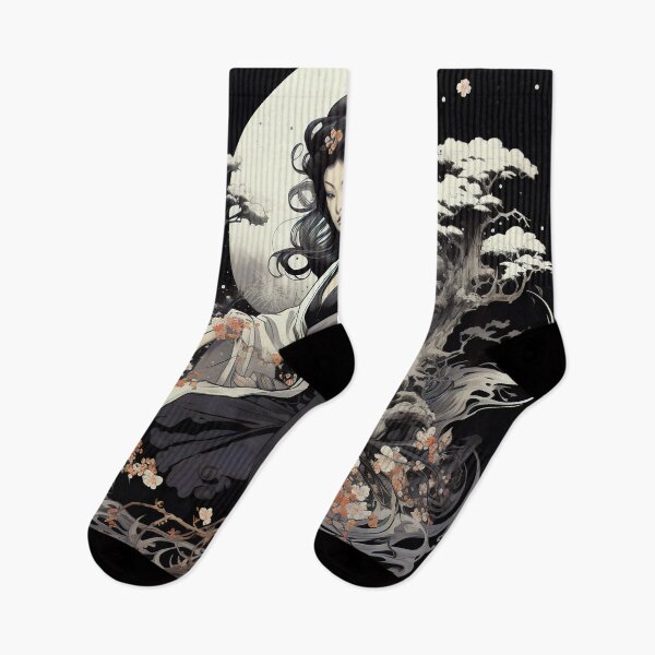Item preview, Ukiyo-e Fairy Tale Female Empowerment Black and White Female Portrait  designed and sold by BrandonArtWorld.